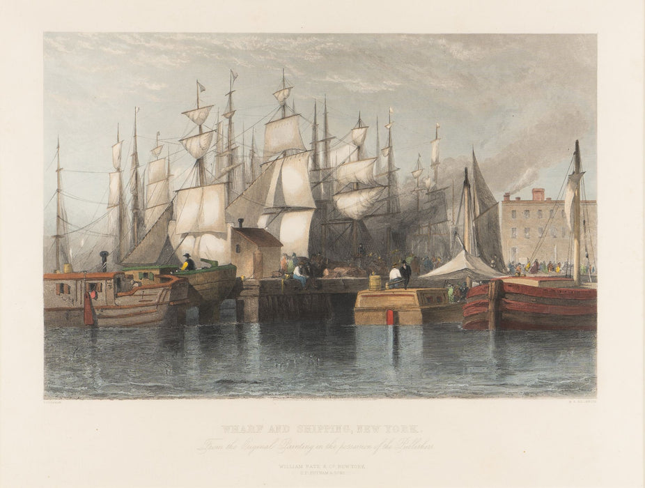 Wharf and Shipping, New York by H.S. Beckwith (1869)