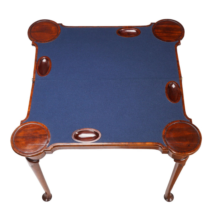 English Queen Anne Concertina Action Flip Top Game Table (c. 1725)