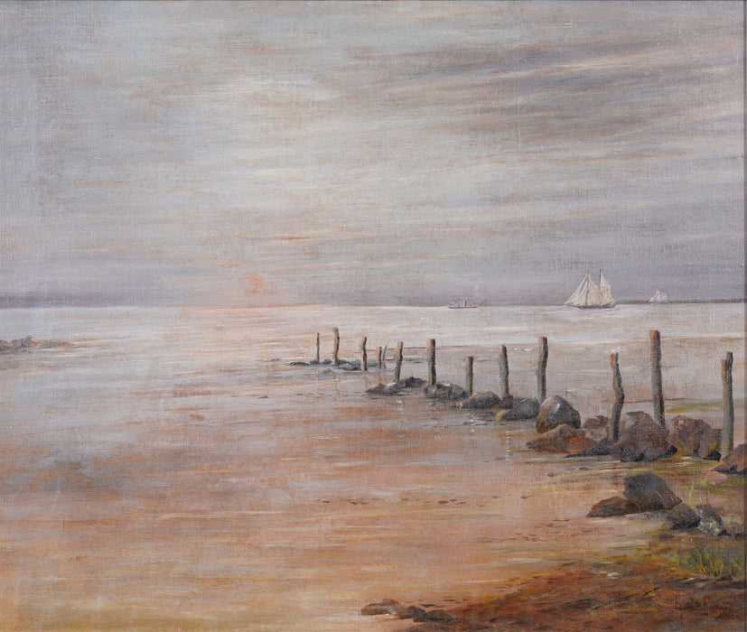 Danish tonalist shoreline seascape (c. 1910)