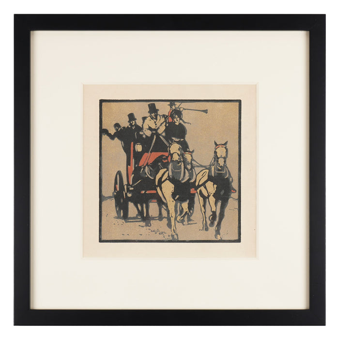 Four woodblock prints from “An Almanac of Twelve Sports” by William Nicholson (1898)
