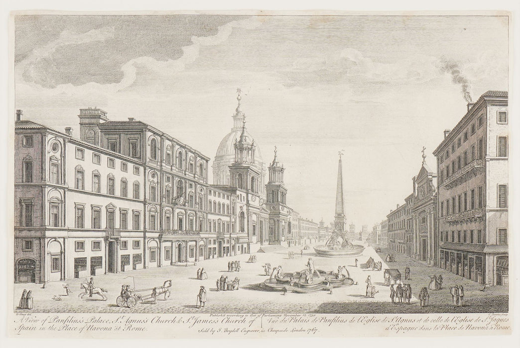 View of the Palazzo Pamphili and Piazza Navona in Rome by Le Geuy (1767)