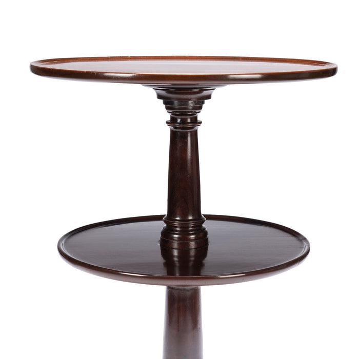 English Georgian two tier circular mahogany dumb waiter (c. 1760)