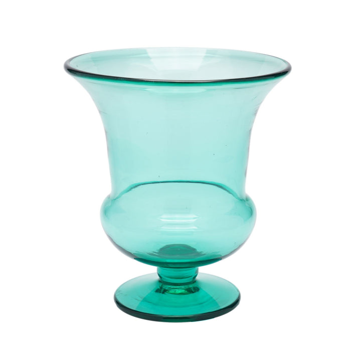 Blenko blown glass calyx urn form vase in green (c. 1950)