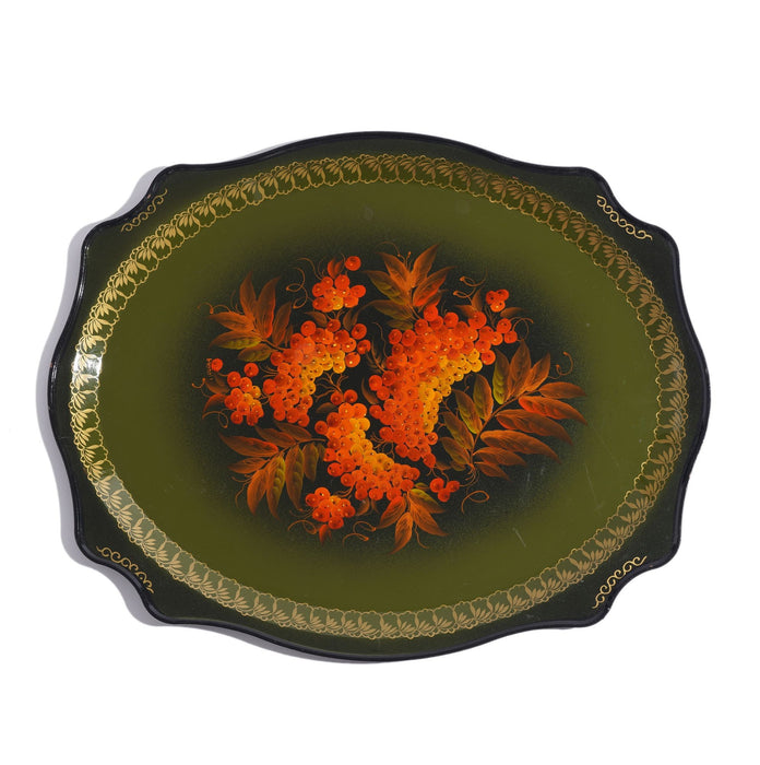 Russian Zhostovo hand painted tole tray (1990's)