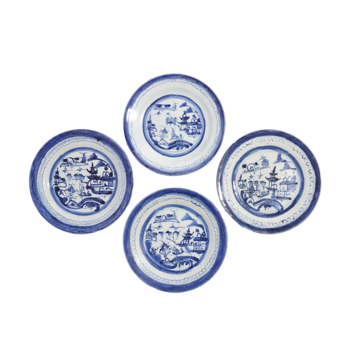 Set of 4 Chinese export Canton patterned tea plates (c. 1850-75)