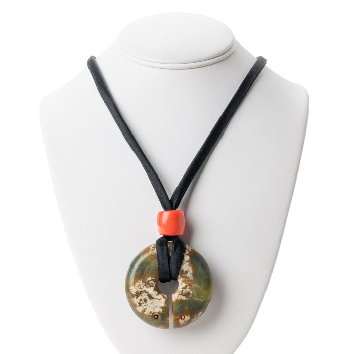 Chinese Archaic Nephrite jade & coral bead necklace (2000 BC)