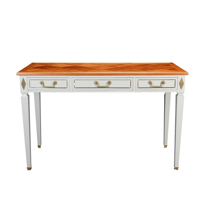 French fruitwood marquetry top writing table (1950’s)