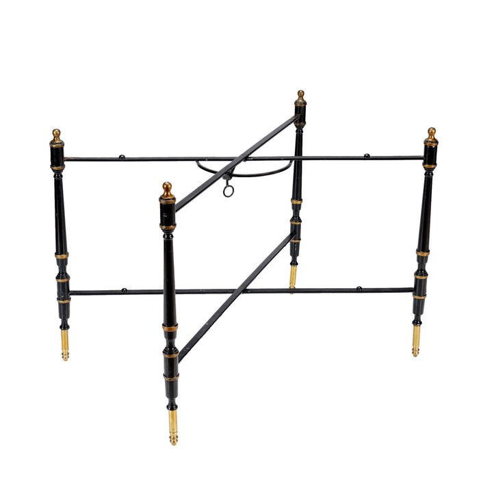 Mid Century folding black metal tray stand with gilt highlights (c. 1950's)