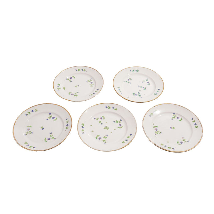 Set of five Bourbon Sprig Paris porcelain tea plates by Charles Field Haviland (c. 1790)