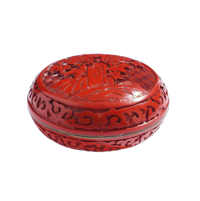 Chinese covered cinnabar box (c. 1950)