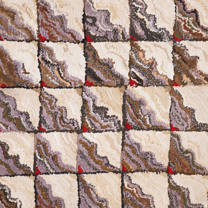 American hand loomed hooked rug, c. 1880