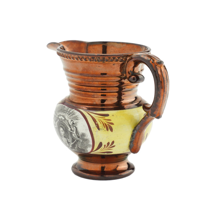 Historic Staffordshire copper luster milk jug (c. 1825)