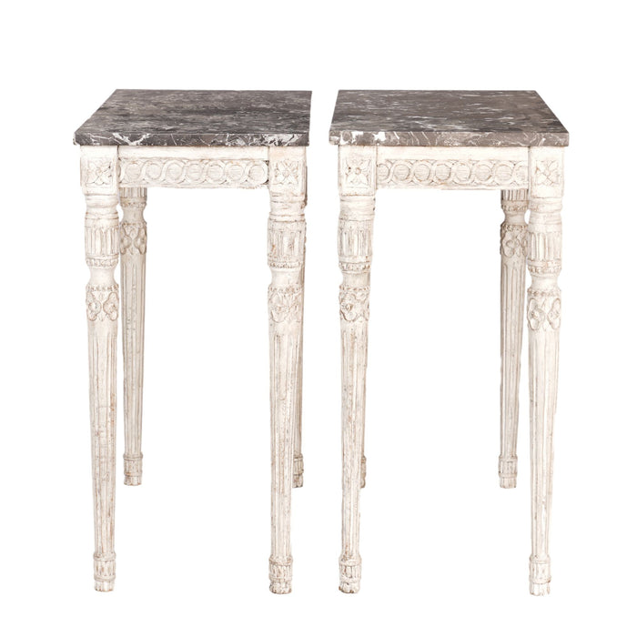 Pair of Swedish Gustavian marble top pier tables (c. 1790)