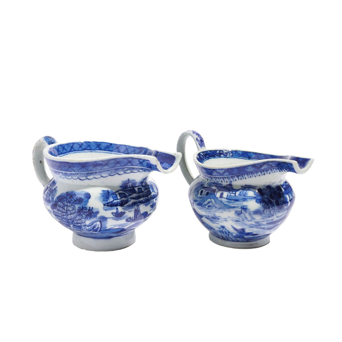 Matched pair of Chinese export porcelain pig snout creamers (c. 1820)
