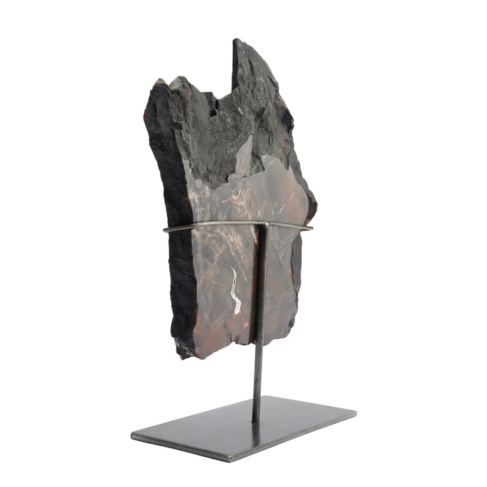 Geological specimen of Southwestern American petrified wood on stand