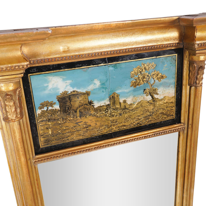 Philadelphia Sheraton tabernacle silver gilt pier mirror with eglomise (c. 1815)