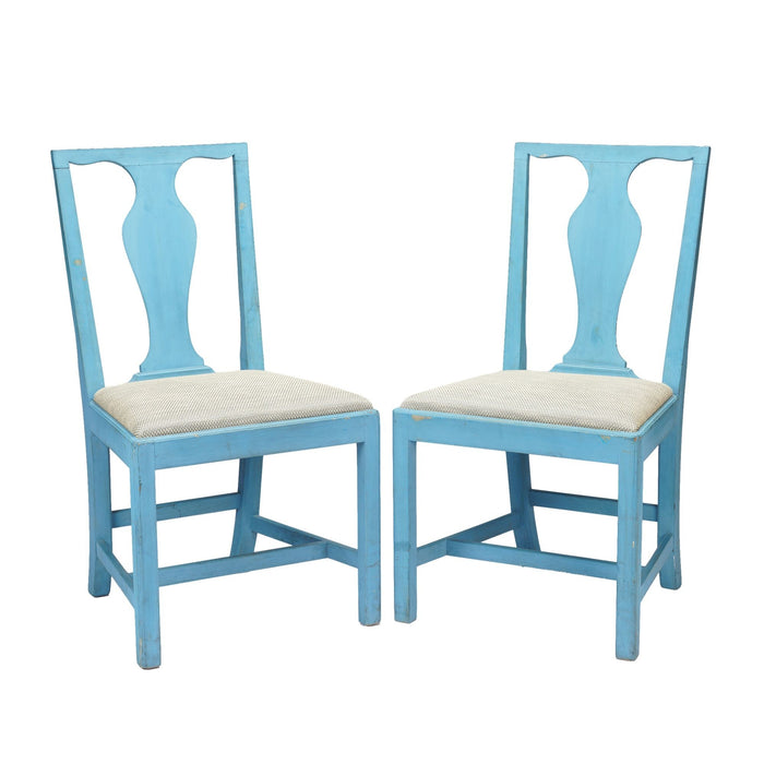 Pair of painted Academic Revival slip seat side chairs (c. 1940)