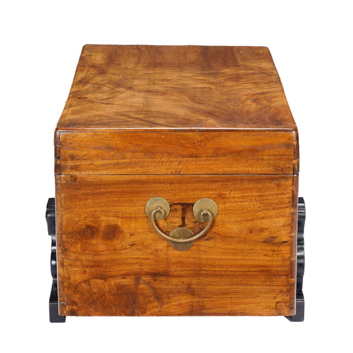 Chinese camphor wood trunk on ebonized hardwood stand (c. 1820)