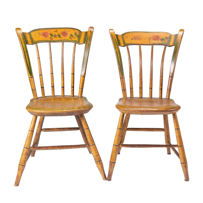Pair of New England painted Windsor side chairs (c. 1830-40)