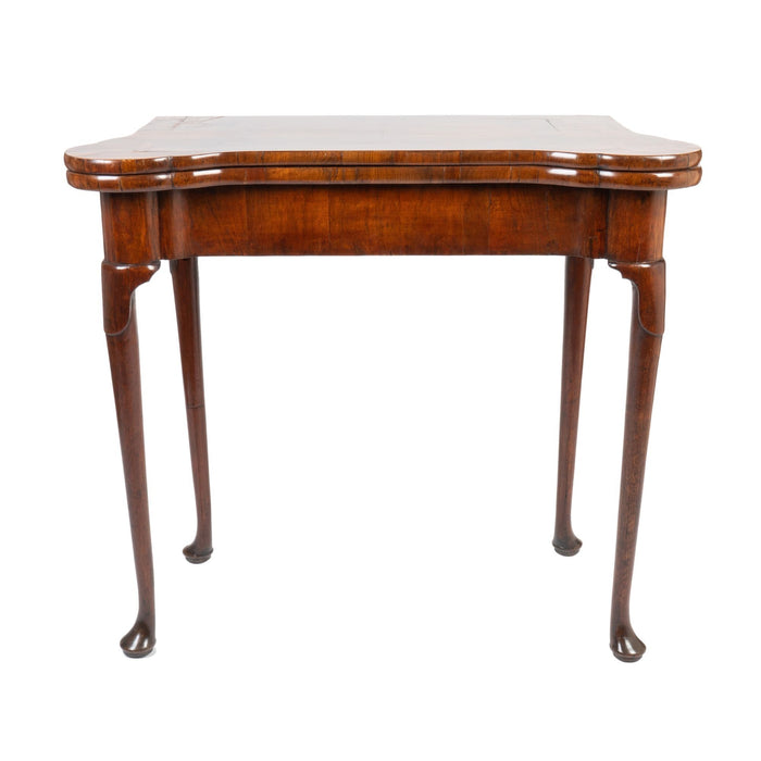 Queen Anne walnut flip top concertina game table (c. 1720)