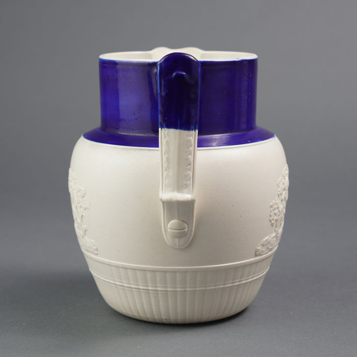English stoneware hunt jug with cobalt detail (c. 1800)