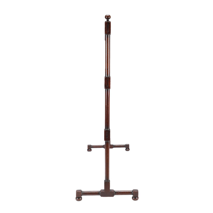 English oversized turned mahogany blanket rail with trestle base (c. 1800)