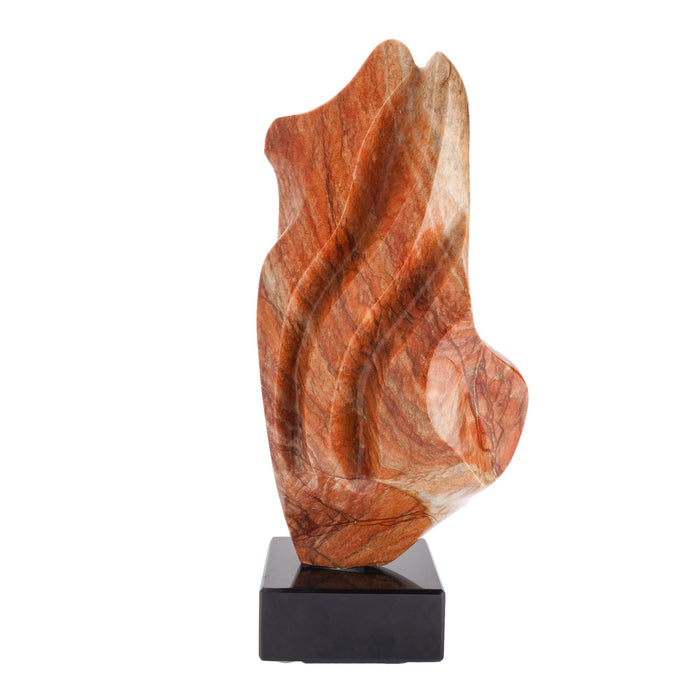 Abstract sculpture in rouge marble mounted on a Belgium black marble base (c. 1950)
