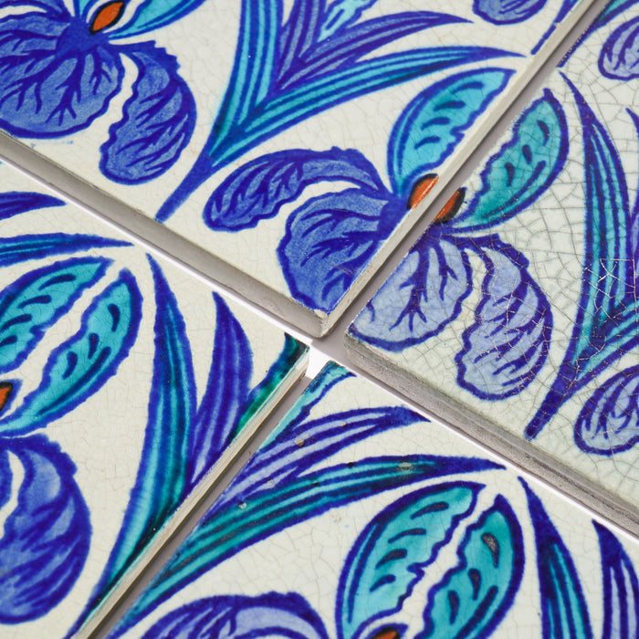 Set of 10 "Floreat Salopia" pattern Art Nouveau tiles by Maw & Co (1880-1910)