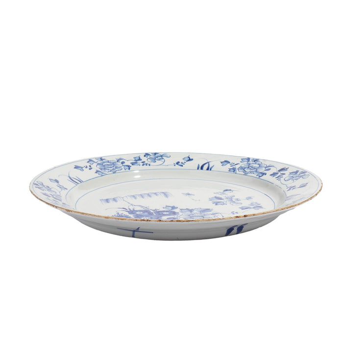 English Delft tin glazed platter (c. 1750)
