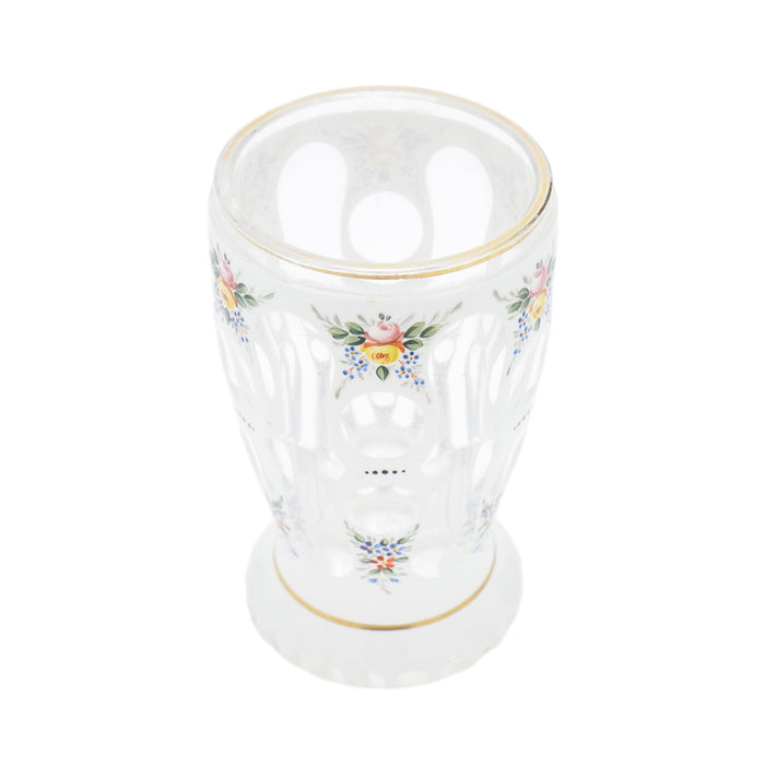 Bohemian blown spa glass tumbler with enamel overlay (c. 1825-45)
