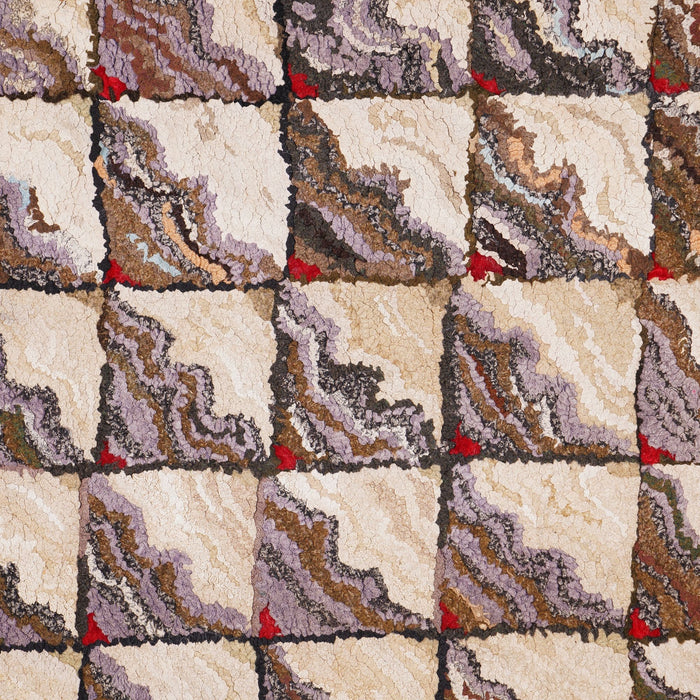 American hand loomed hooked rug, c. 1880