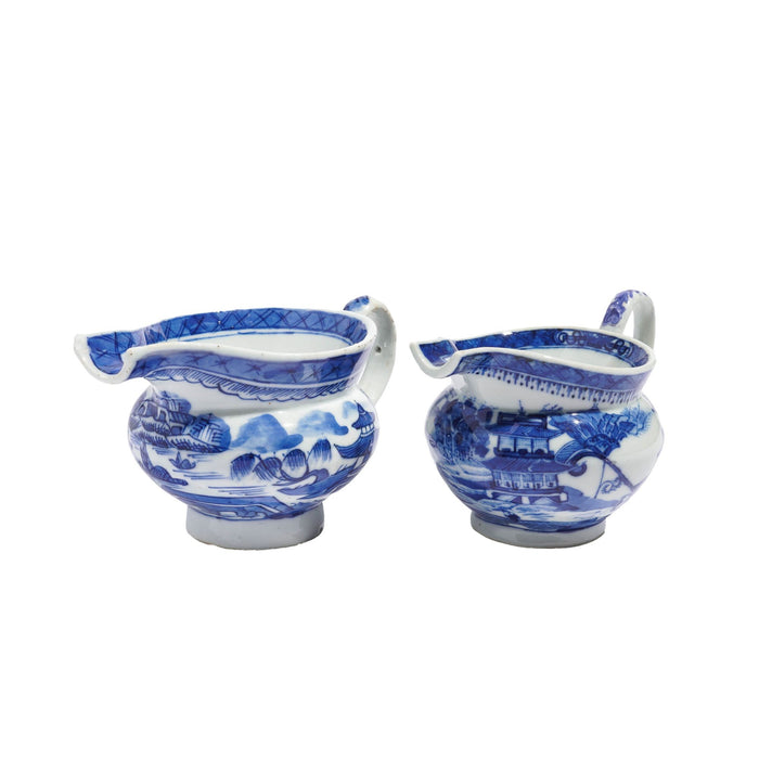 Matched pair of Chinese export porcelain pig snout creamers (c. 1820)