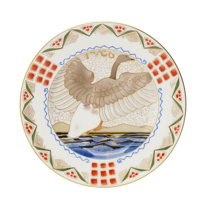Pair of Russian ornithological plates by Kornilov Porcelain Factory (1905)