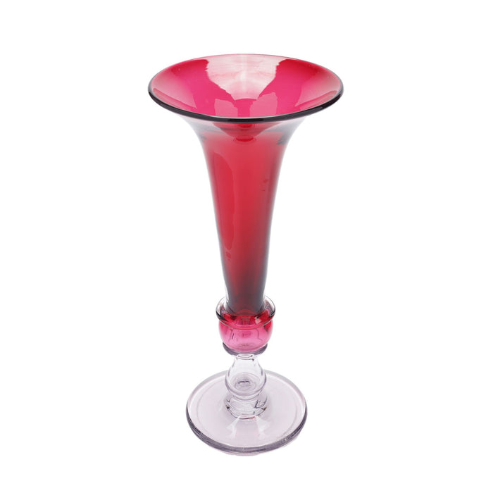 Large English trumpet form cranberry glass vase (c. 1850-1900)
