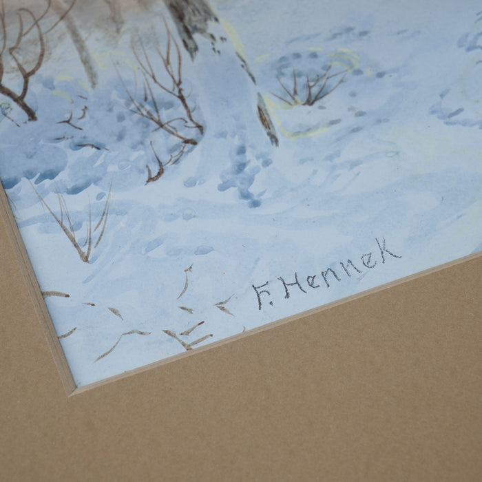 American winter landscape by F. Hennek (c. 1900)