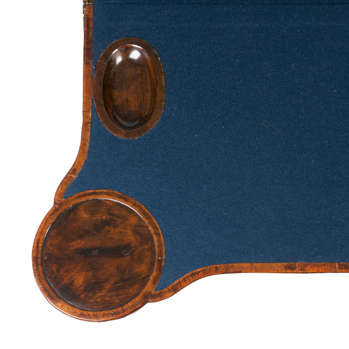 Queen Anne walnut flip top concertina game table (c. 1720)