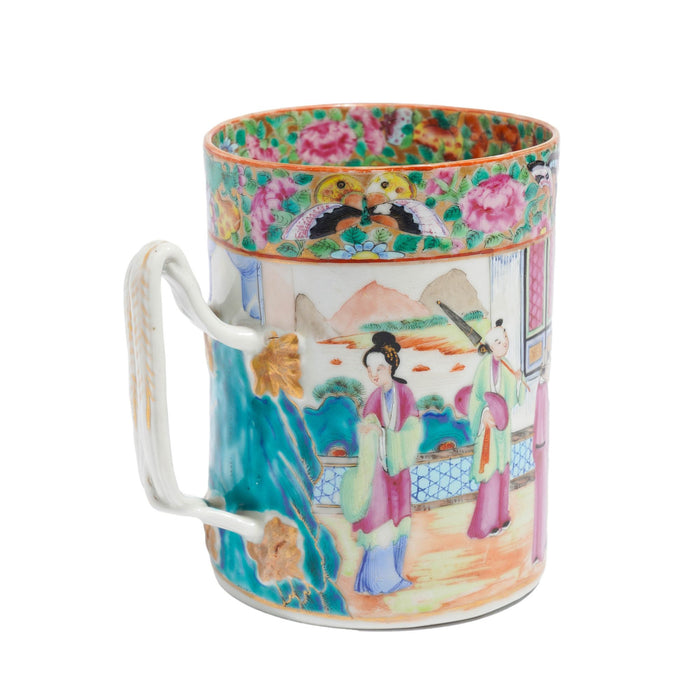 Chinese Mandarin Palette tankard / mug in polychrome enamels (c. 1815)