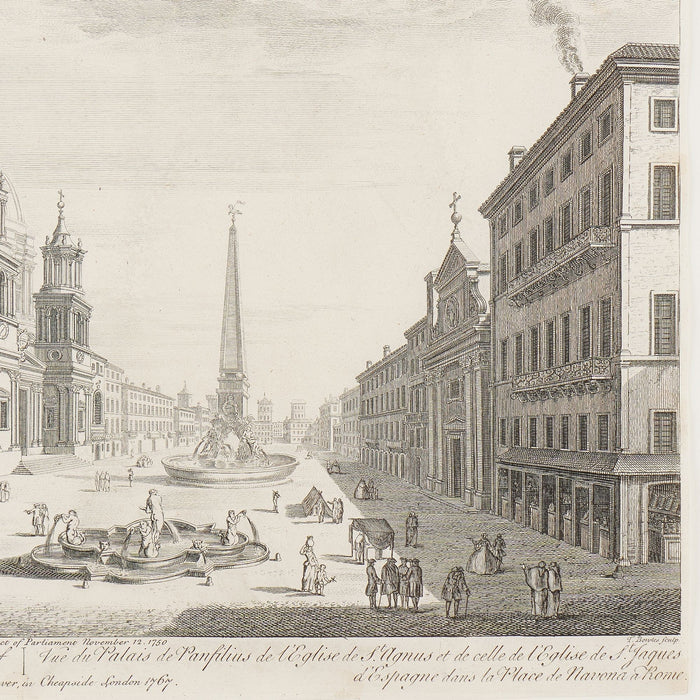 View of the Palazzo Pamphili and Piazza Navona in Rome by Le Geuy (1767)