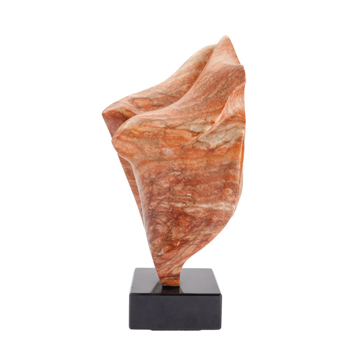 Abstract sculpture in rouge marble mounted on a Belgium black marble base (c. 1950)