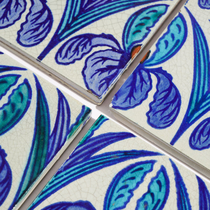 Set of 10 "Floreat Salopia" pattern Art Nouveau tiles by Maw & Co (1880-1910)