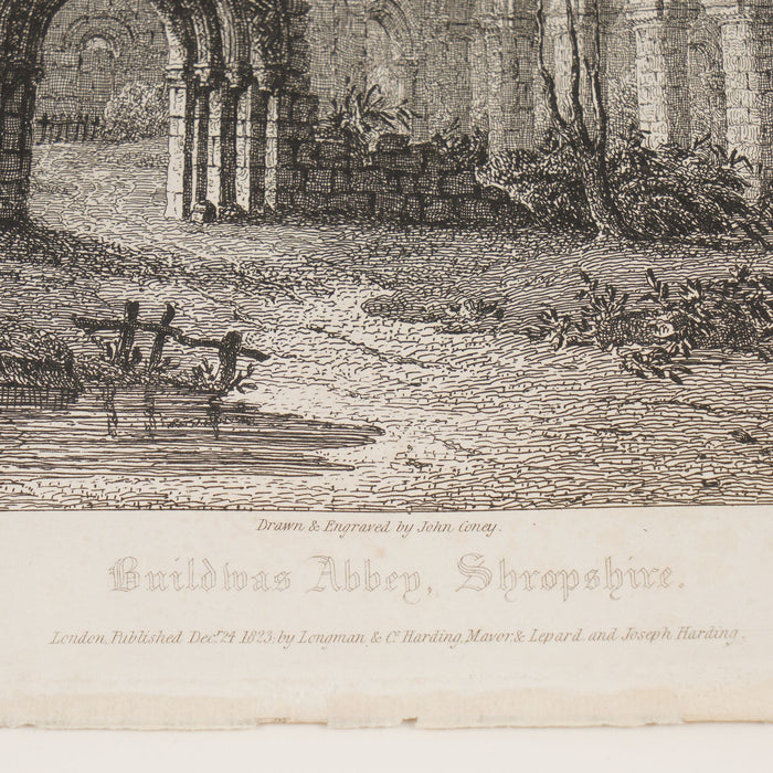 Set of four engravings of English Gothic ecclesiastical buildings by John Coney (1819)
