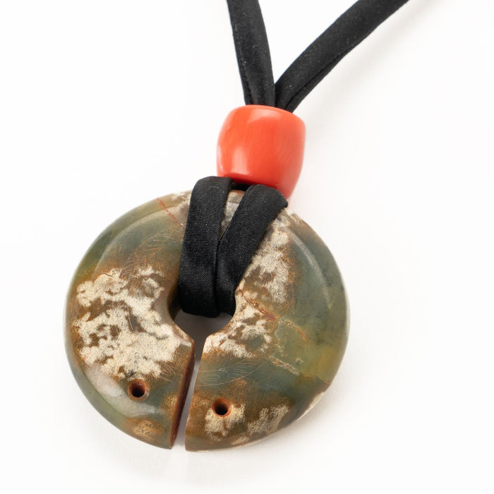 Chinese Archaic Nephrite jade & coral bead necklace (2000 BC)