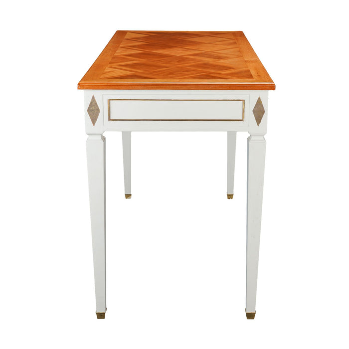 French fruitwood marquetry top writing table (1950’s)