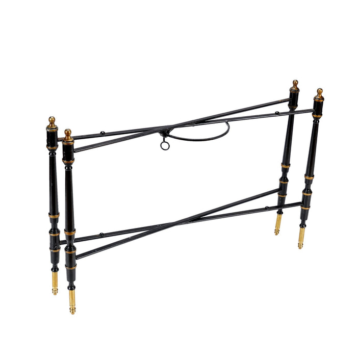 Mid Century folding black metal tray stand with gilt highlights (c. 1950's)