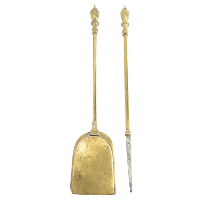 Pair of Academic Revival brass fire tools (c. 1950)