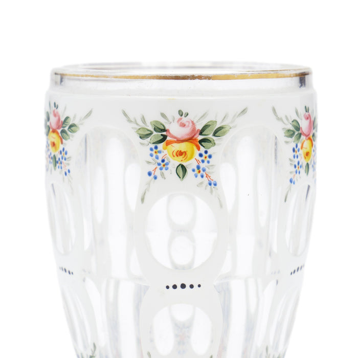 Bohemian blown spa glass tumbler with enamel overlay (c. 1825-45)