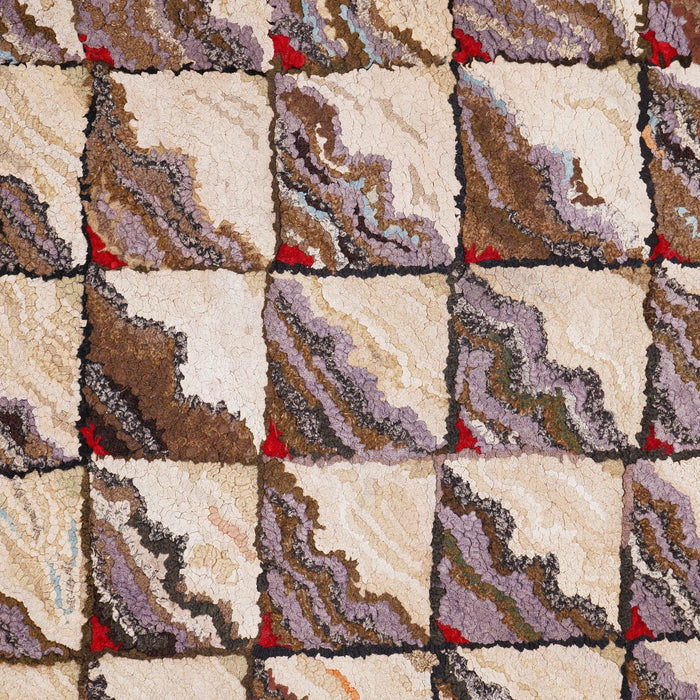 American hand loomed hooked rug, c. 1880