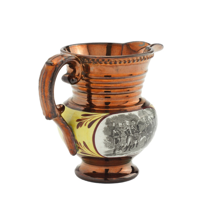Historic Staffordshire copper luster milk jug (c. 1825)