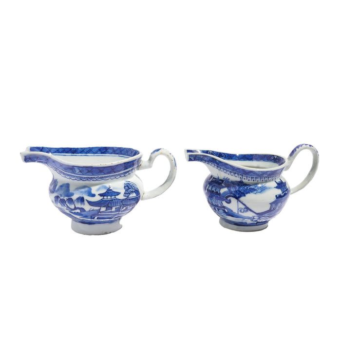 Matched pair of Chinese export porcelain pig snout creamers (c. 1820)