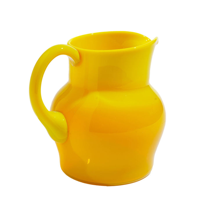 Vintage cadmium yellow opaline blown glass pitcher